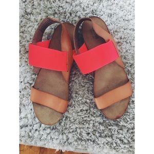 Pink & tan sandals